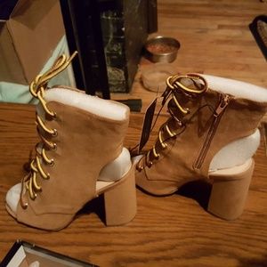 Lace-Up Open-Toe Boots